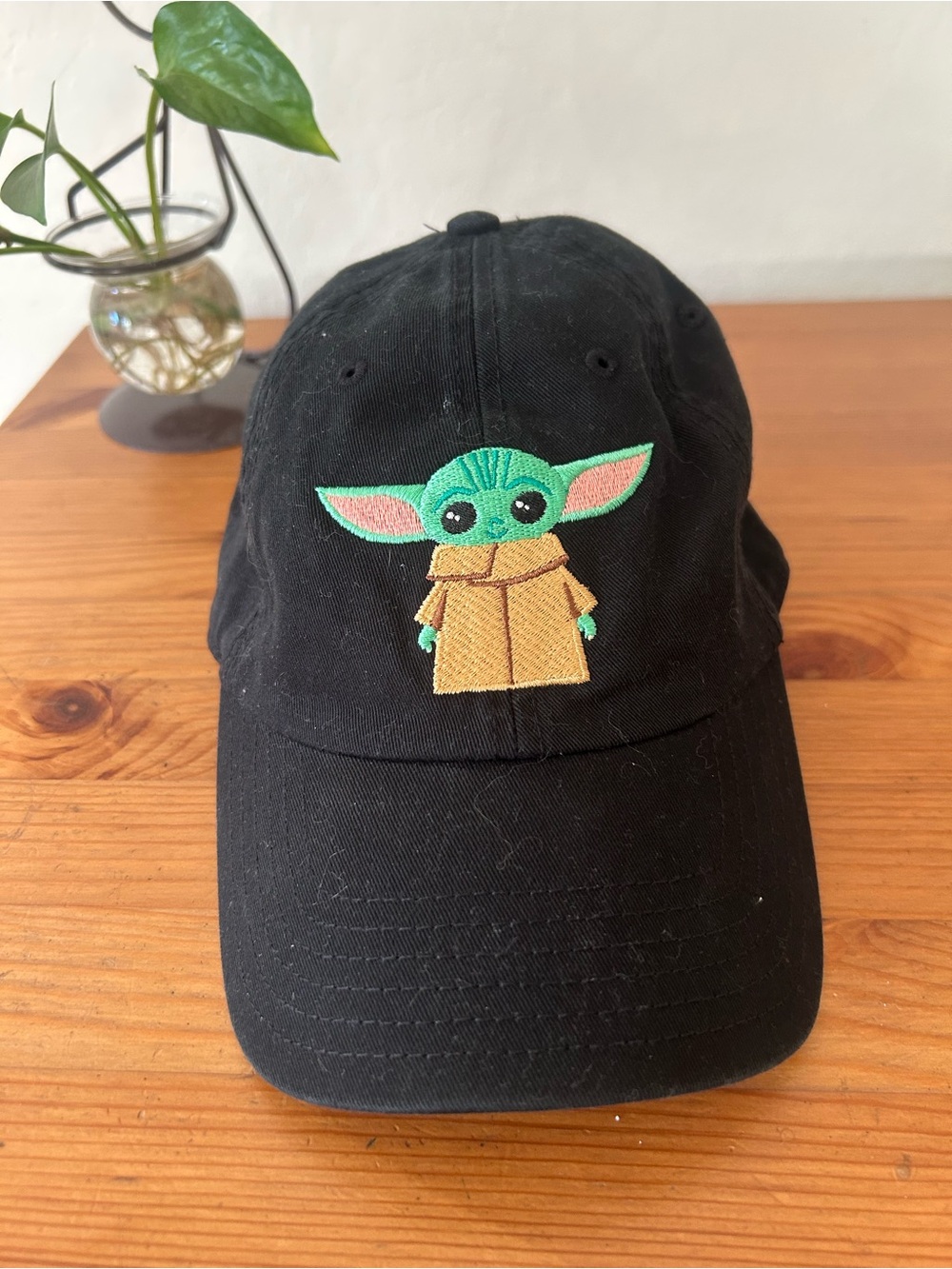 Star Wars Black Cap with Green and Pink Grogu Embroidery